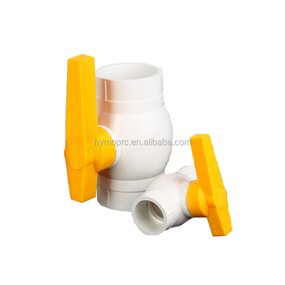 Moulding Processing Service ASTM/DIN Standard 1/2 Inch PVC Ball Valve with Yellow Handle