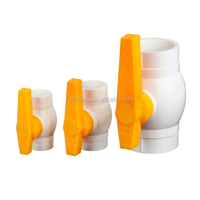 Moulding Processing Service ASTM/DIN Standard 1/2 Inch PVC Ball Valve with Yellow Handle