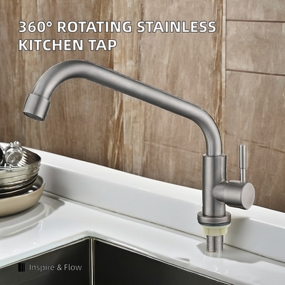 CLASSIC Style Kitchen Faucet Deck Mounted with 360 Degree Rotation and Stainless Steel
