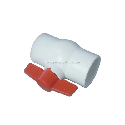 ASTM DIN Standard White PVC Ball Valve in All Sizes with 1.5 Inch Size and Red Handle