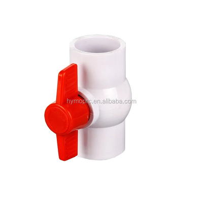 ASTM DIN Standard White PVC Ball Valve in All Sizes with 1.5 Inch Size and Red Handle