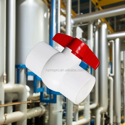 ASTM DIN Standard White PVC Ball Valve in All Sizes with 1.5 Inch Size and Red Handle