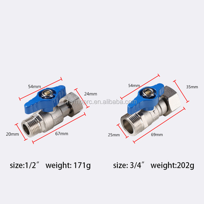 STAINLESS STEEL ASTM/DIN Standard Mini Ball Valve PEX Nickel Plated for Copper Gas Pipe