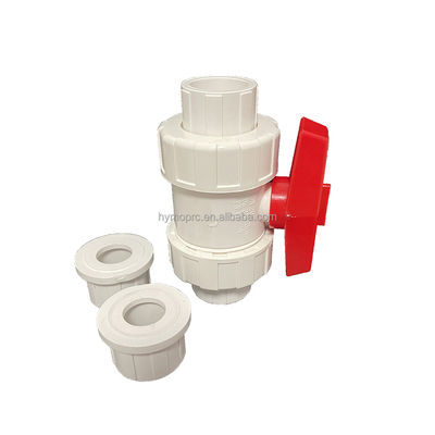 Socket/Thread Connection PVC High Pressure Ball Valve with Blue Handle in White Grey