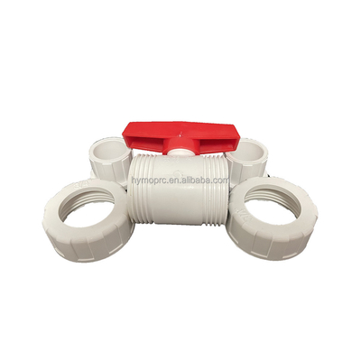Socket/Thread Connection PVC High Pressure Ball Valve with Blue Handle in White Grey