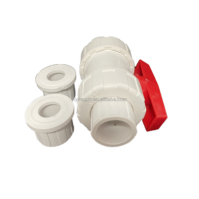 Socket/Thread Connection PVC High Pressure Ball Valve with Blue Handle in White Grey