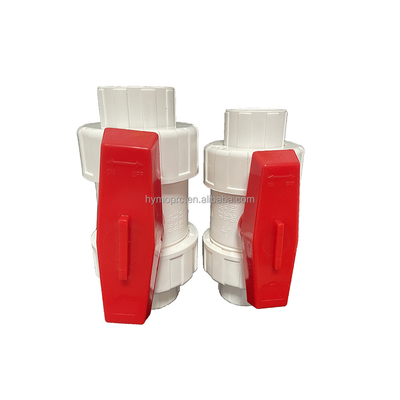 Socket/Thread Connection PVC High Pressure Ball Valve with Blue Handle in White Grey