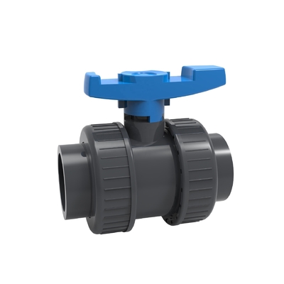 PP Ball PVC Double Union Ball Valve for 1 Inch Pipe 1.0MPA Pressure and EPDM O-ring