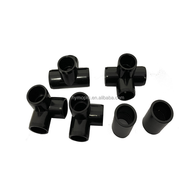 Standard Thickness PVC Furniture Fittings Black Pipe Fittings 3 4 5 Way Pipe Connector